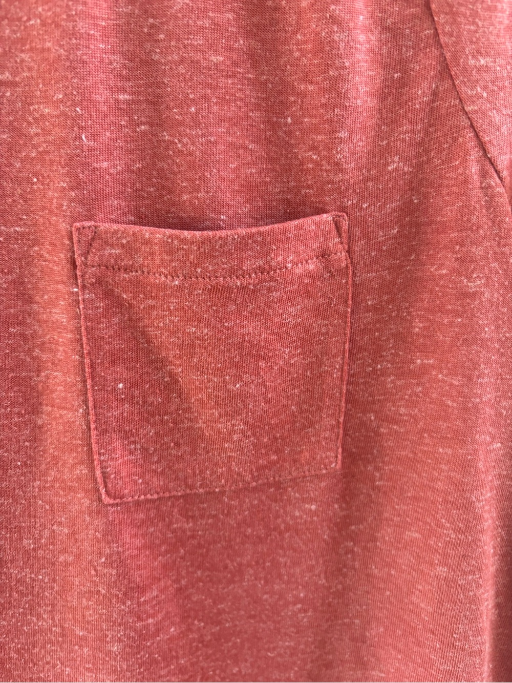 LOFT Outlet Coral Heathered Tee | Embroidered Neckline Pocket Top | M - Picture 5 of 11